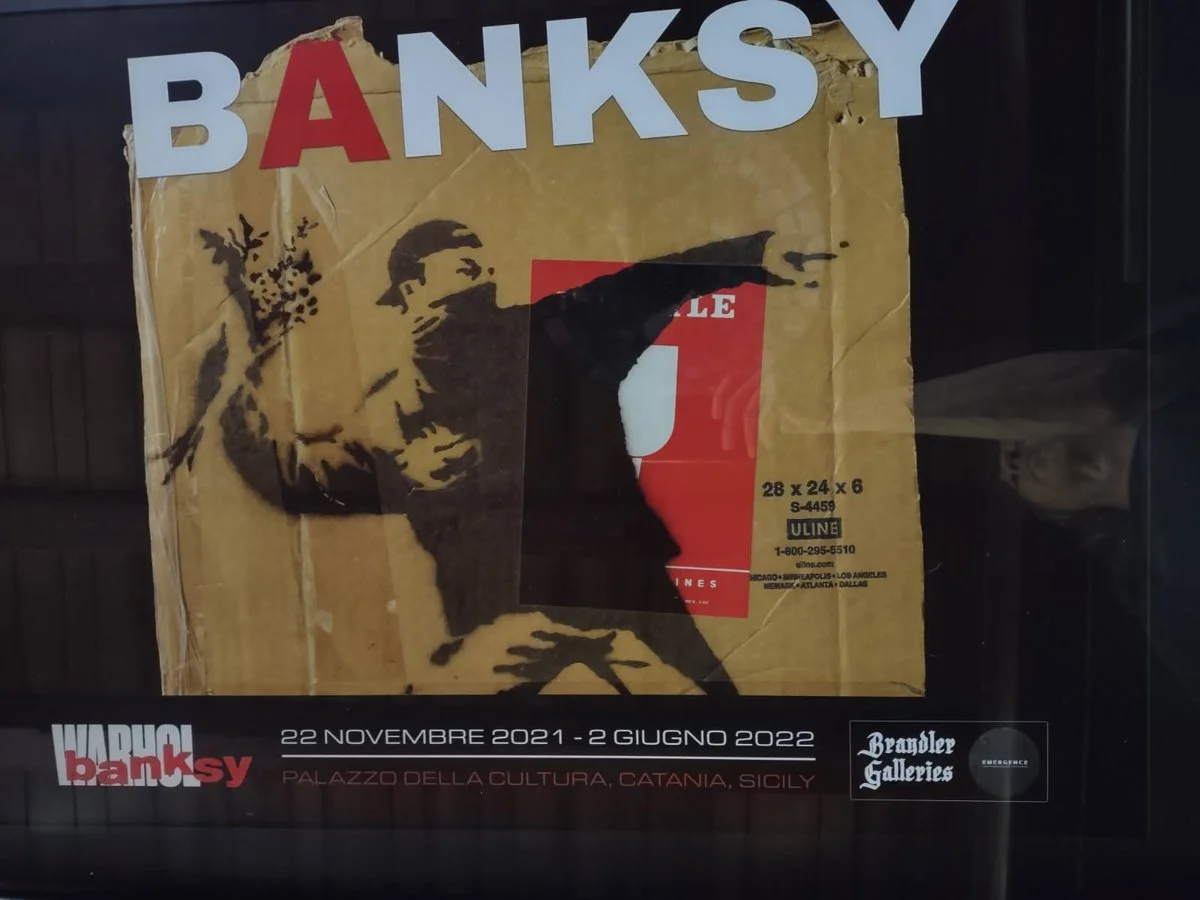 Banksy exhibition lithograph 'Love is in the air' from the